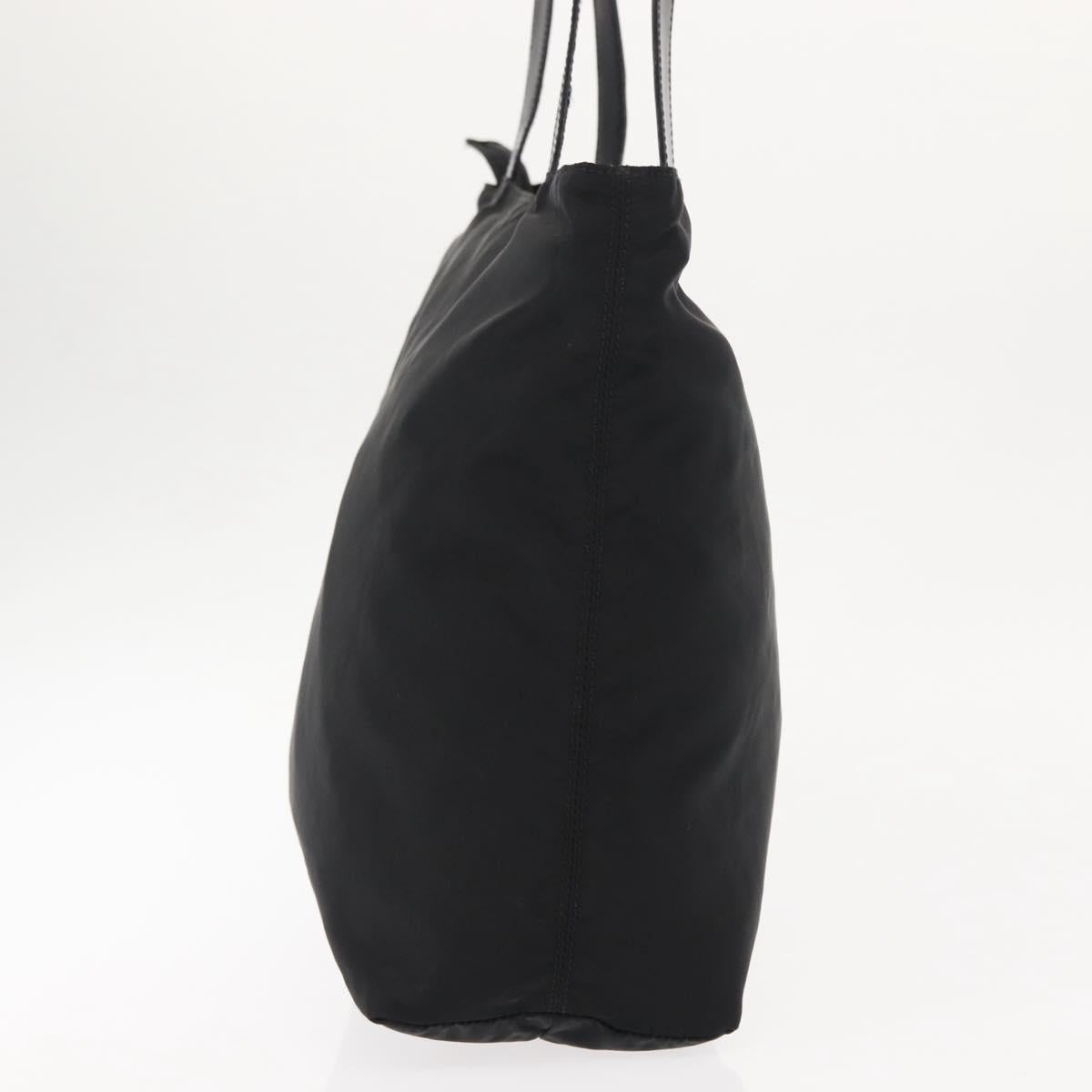 CELINE Tote Bag Nylon Enamel 2way Black Gold Auth BA6881