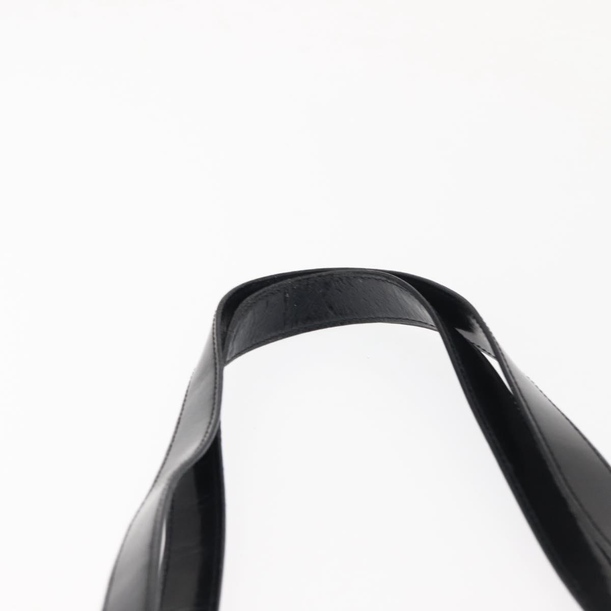 CELINE Tote Bag Nylon Enamel 2way Black Gold Auth BA6881
