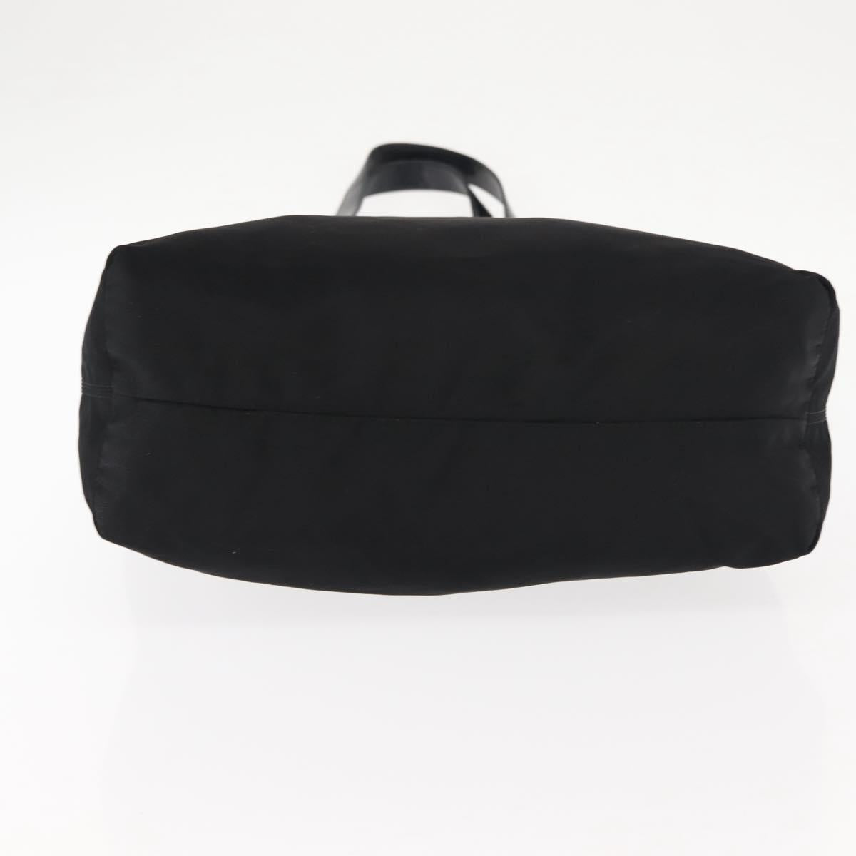 CELINE Tote Bag Nylon Enamel 2way Black Gold Auth BA6881