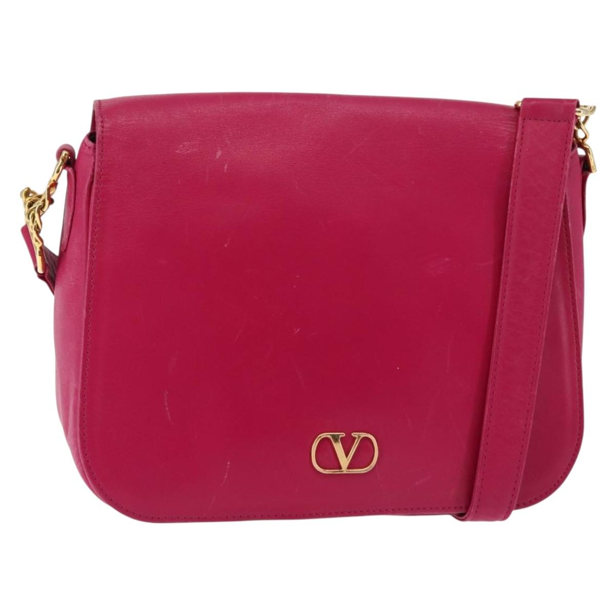 VALENTINO Shoulder Bag Leather Pink Auth BA6886