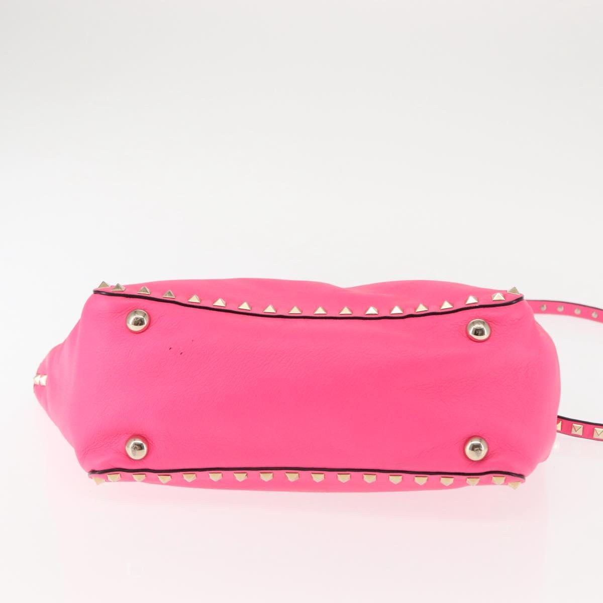 VALENTINO Studs Tote Bag Leather 2way Pink Auth BA6888