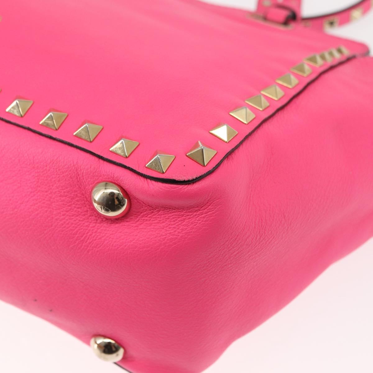 VALENTINO Studs Tote Bag Leather 2way Pink Auth BA6888