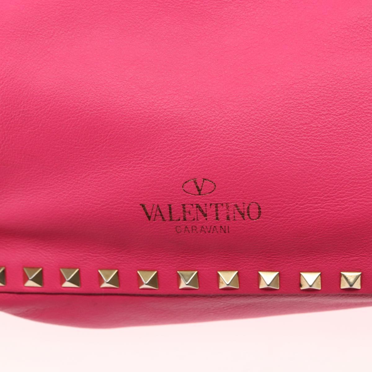 VALENTINO Studs Tote Bag Leather 2way Pink Auth BA6888
