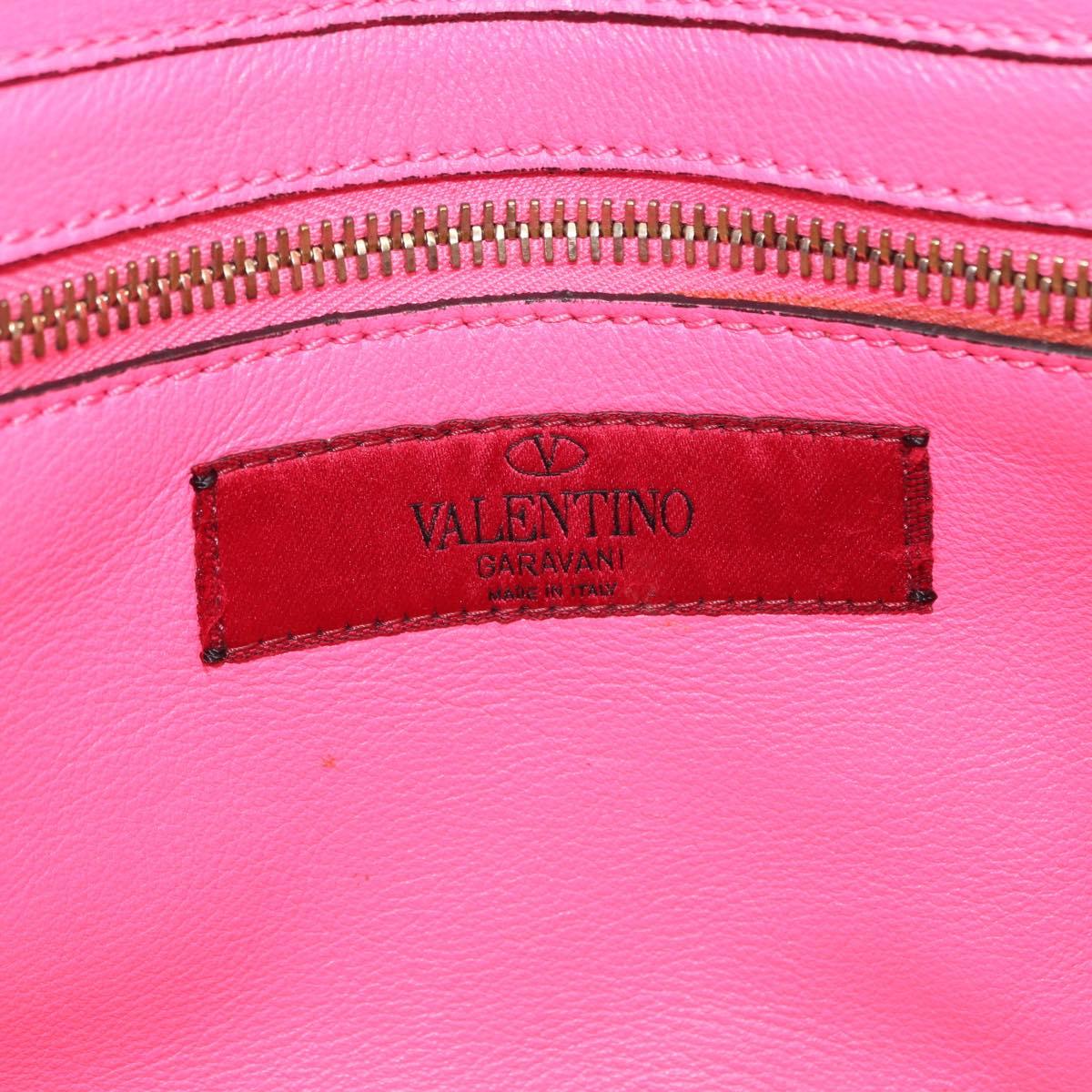 VALENTINO Studs Tote Bag Leather 2way Pink Auth BA6888