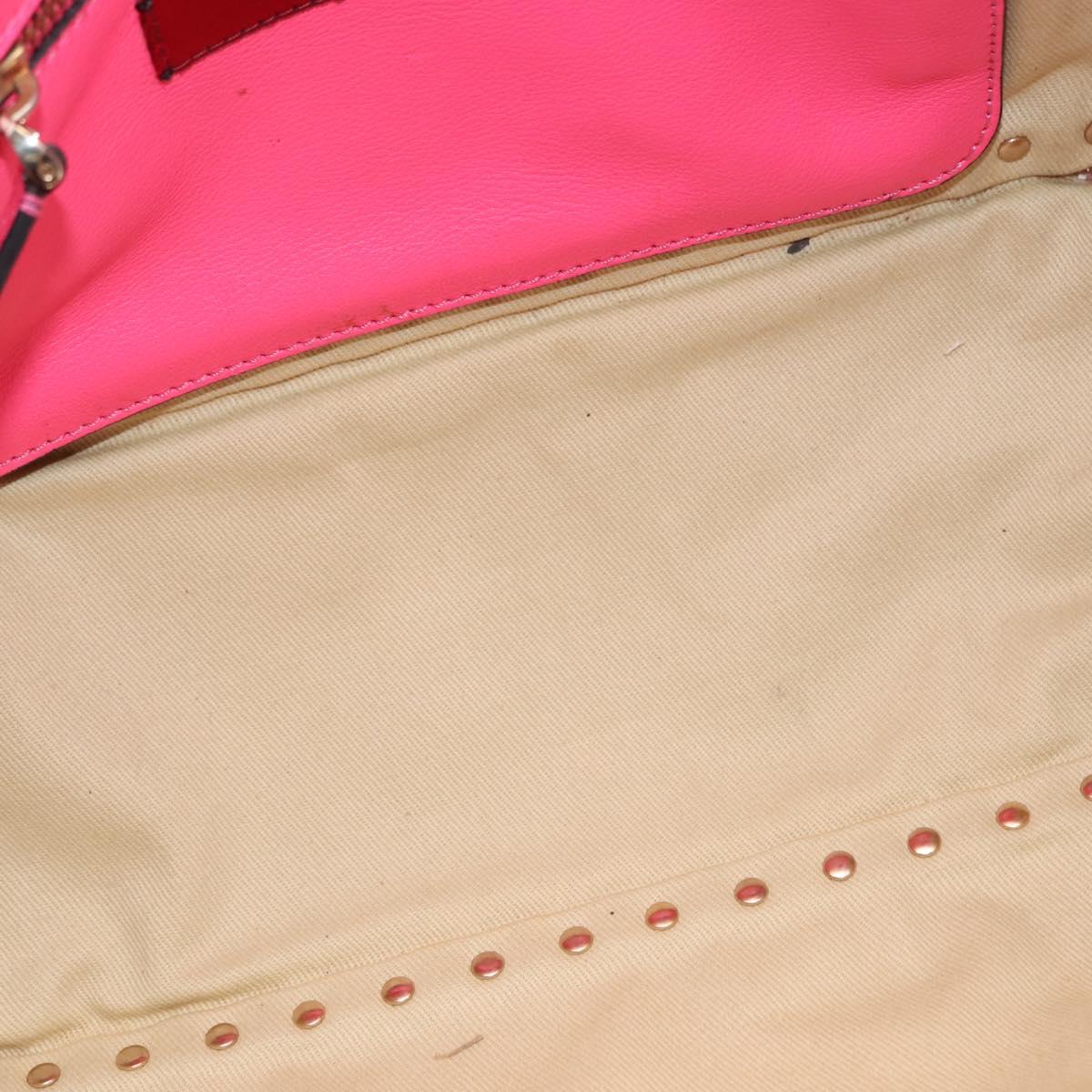 VALENTINO Studs Tote Bag Leather 2way Pink Auth BA6888