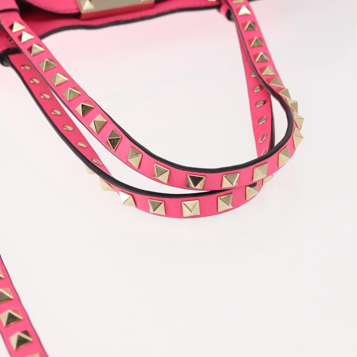 VALENTINO Studs Tote Bag Leather 2way Pink Auth BA6888