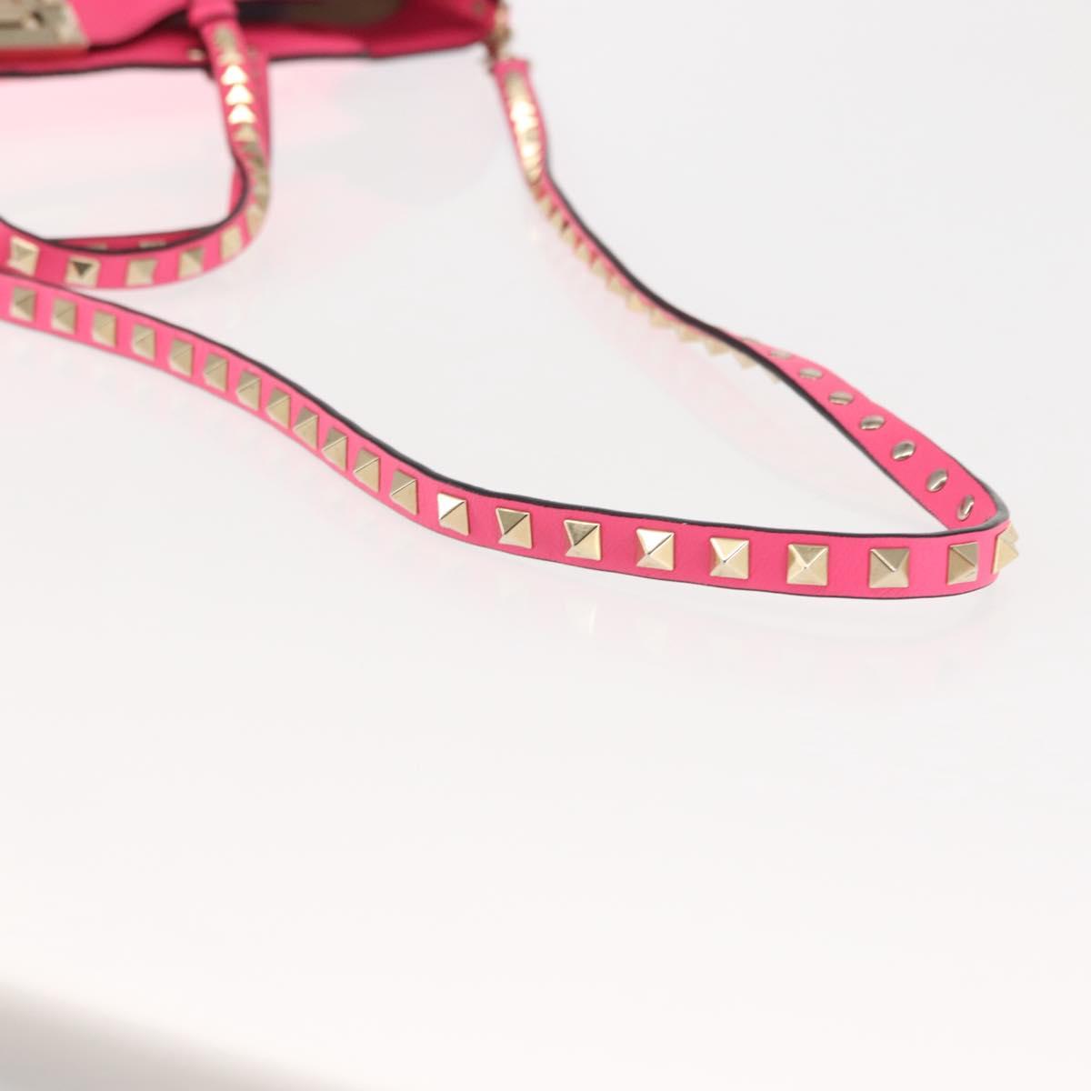 VALENTINO Studs Tote Bag Leather 2way Pink Auth BA6888