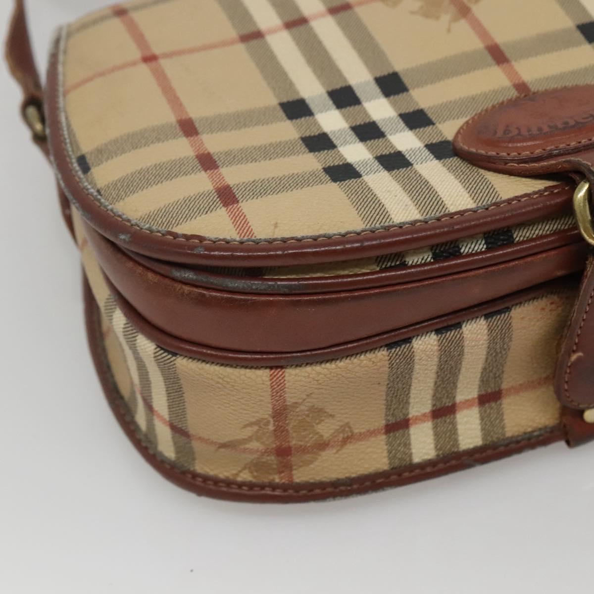 Burberrys Nova Check Shoulder Bag PVC Beige Brown gold Auth BA689