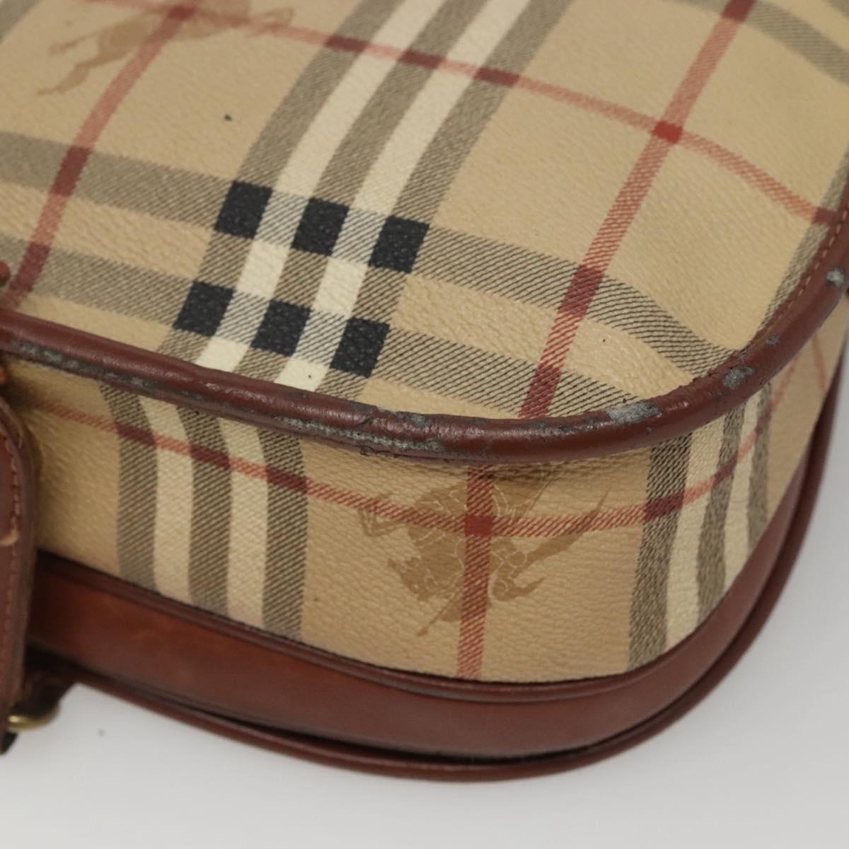 Burberrys Nova Check Shoulder Bag PVC Beige Brown gold Auth BA689