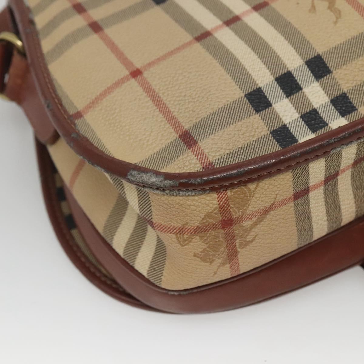 Burberrys Nova Check Shoulder Bag PVC Beige Brown gold Auth BA689