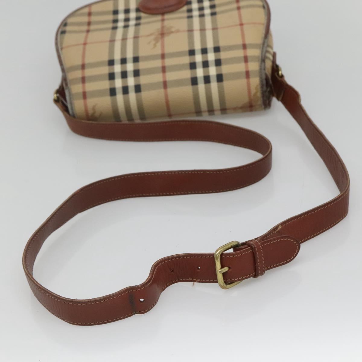 Burberrys Nova Check Shoulder Bag PVC Beige Brown gold Auth BA689