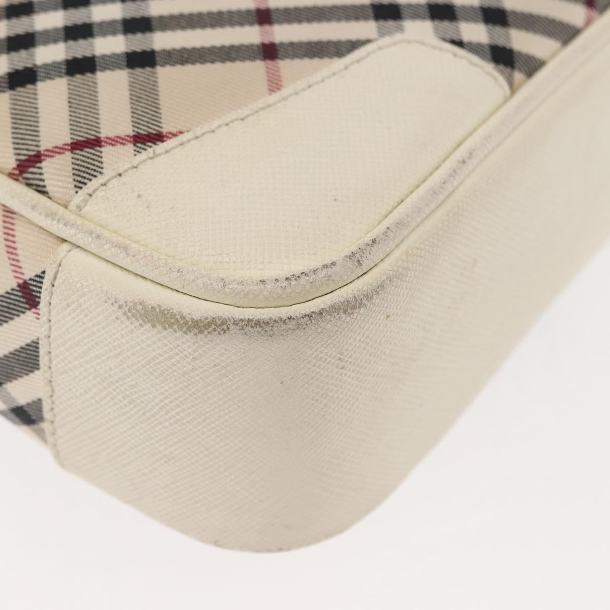 BURBERRY Nova Check Shoulder Bag Canvas Beige White Auth BA6890
