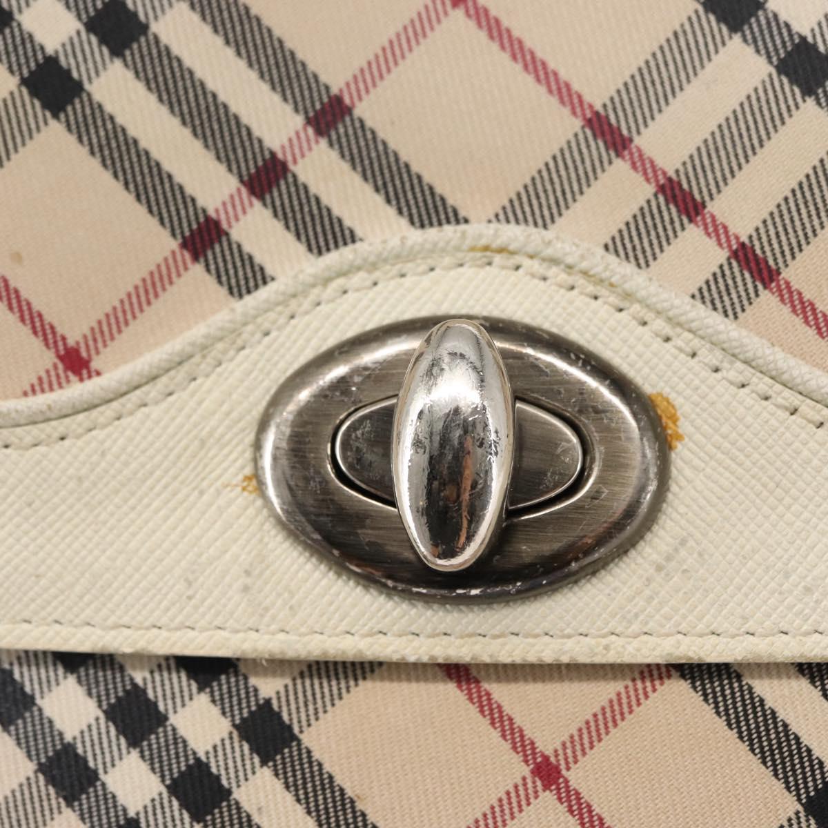 BURBERRY Nova Check Shoulder Bag Canvas Beige White Auth BA6890