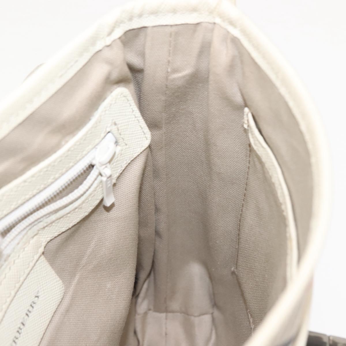 BURBERRY Nova Check Shoulder Bag Canvas Beige White Auth BA6890