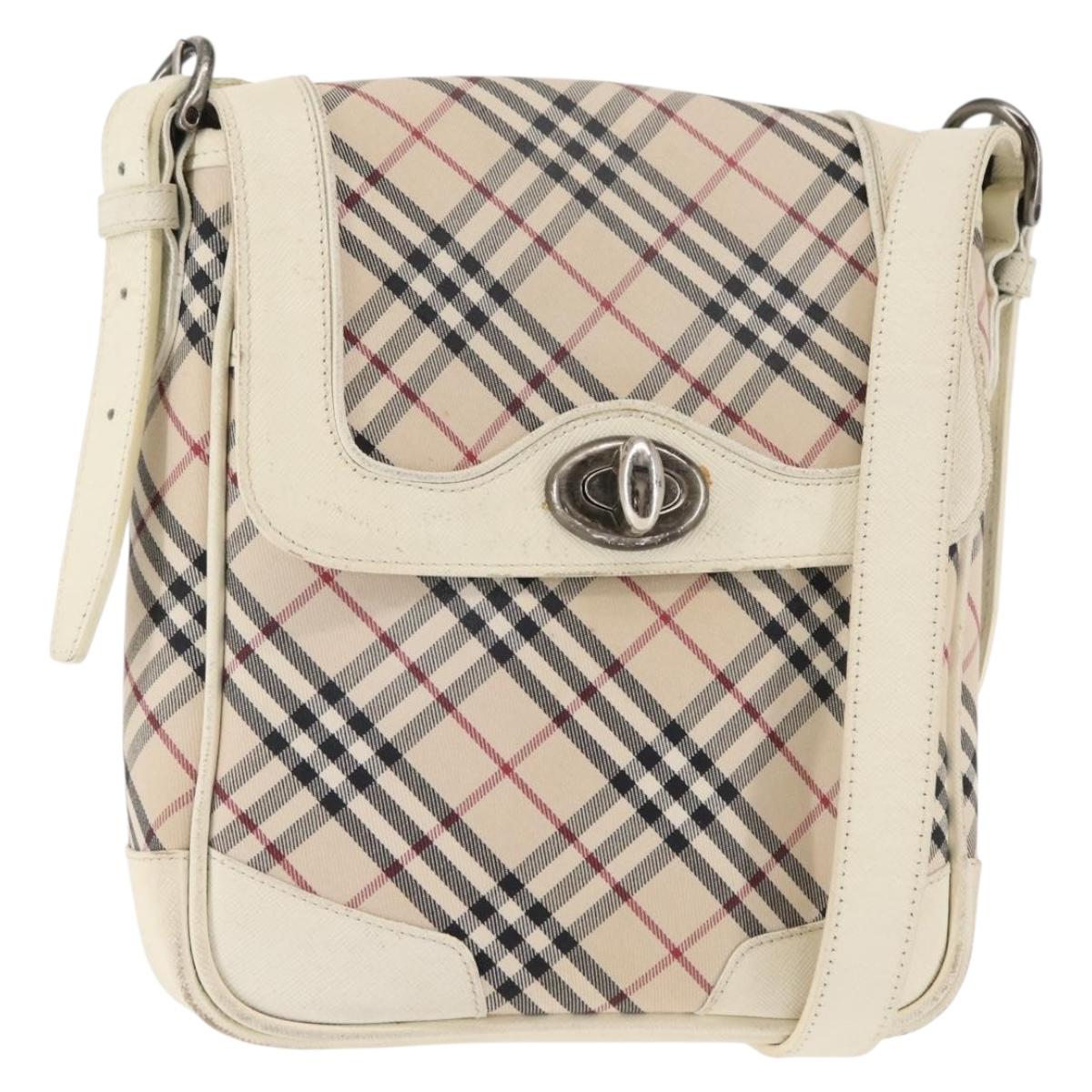 BURBERRY Nova Check Shoulder Bag Canvas Beige White Auth BA6890