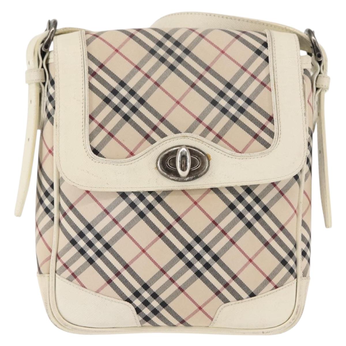 BURBERRY Nova Check Shoulder Bag Canvas Beige White Auth BA6890