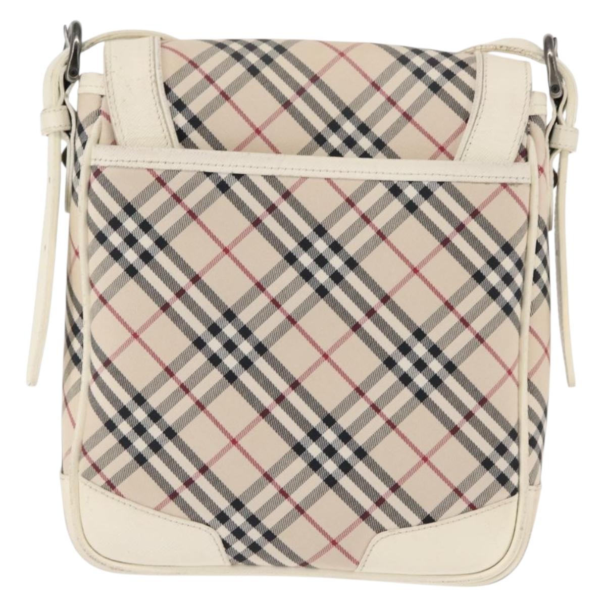 BURBERRY Nova Check Shoulder Bag Canvas Beige White Auth BA6890