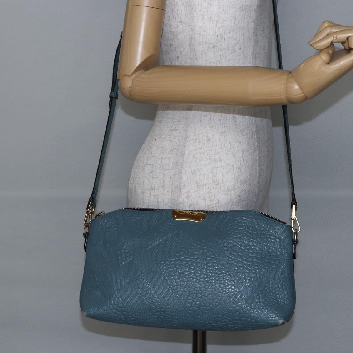BURBERRY Shoulder Bag Leather Blue Auth BA6891