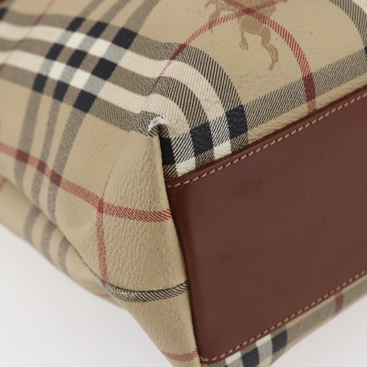 BURBERRY Nova Check Tote Bag PVC Leather Brown Beige Auth BA6892
