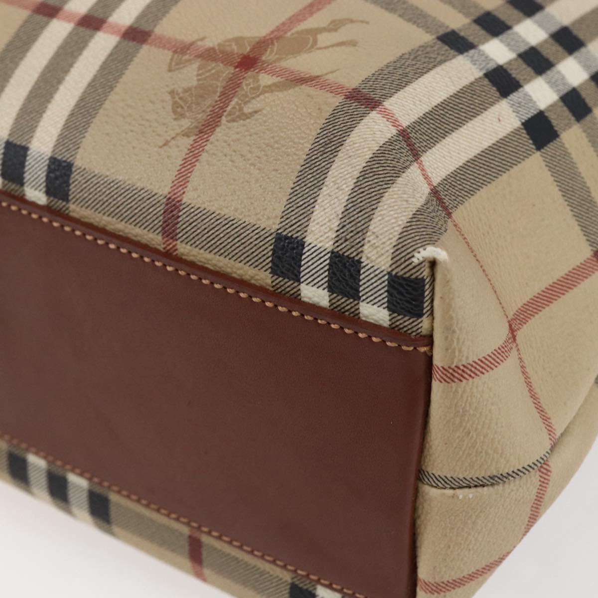 BURBERRY Nova Check Tote Bag PVC Leather Brown Beige Auth BA6892