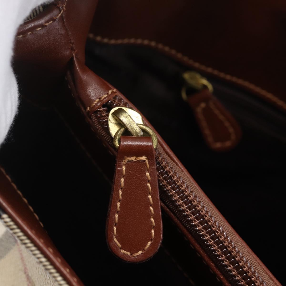 BURBERRY Nova Check Tote Bag PVC Leather Brown Beige Auth BA6892