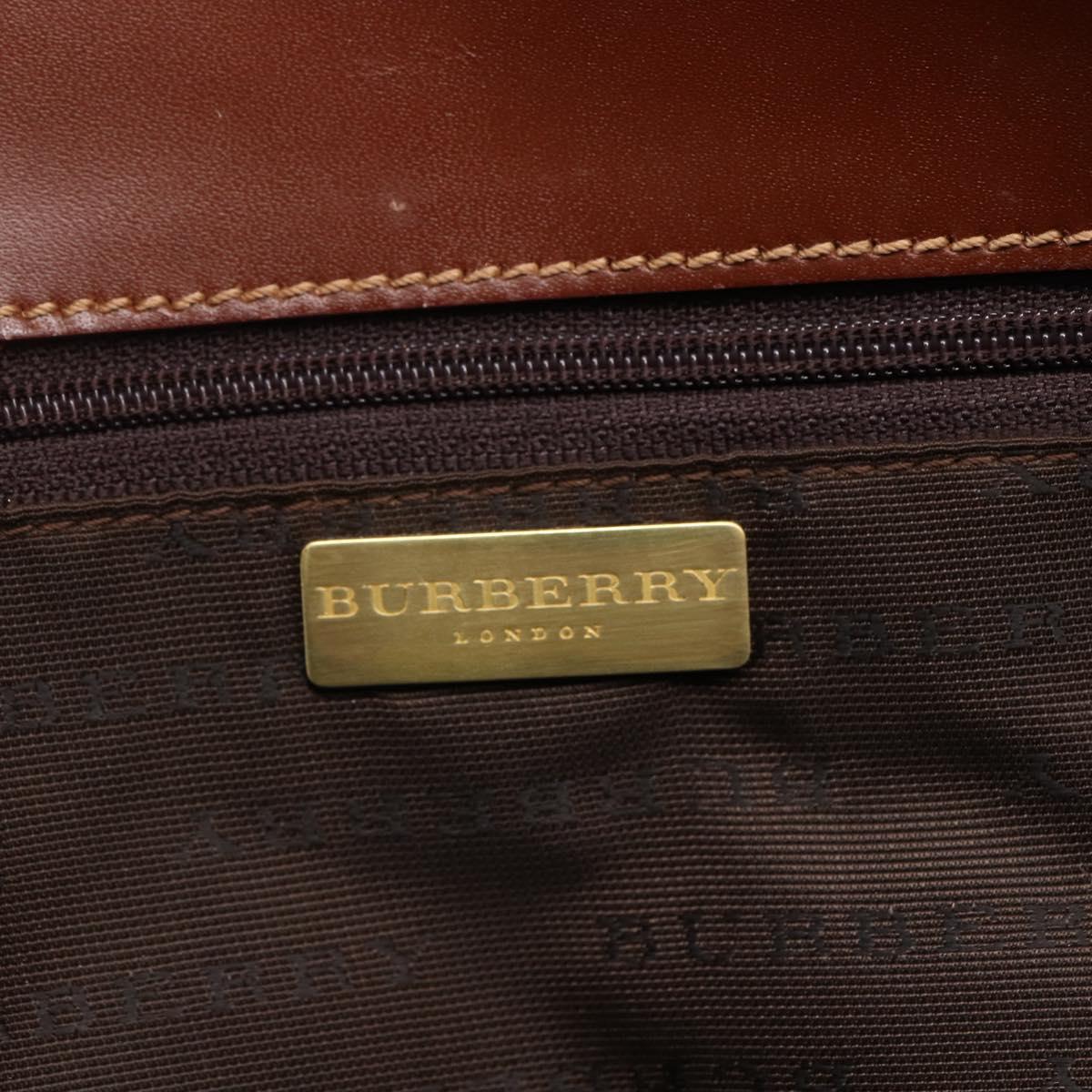 BURBERRY Nova Check Tote Bag PVC Leather Brown Beige Auth BA6892