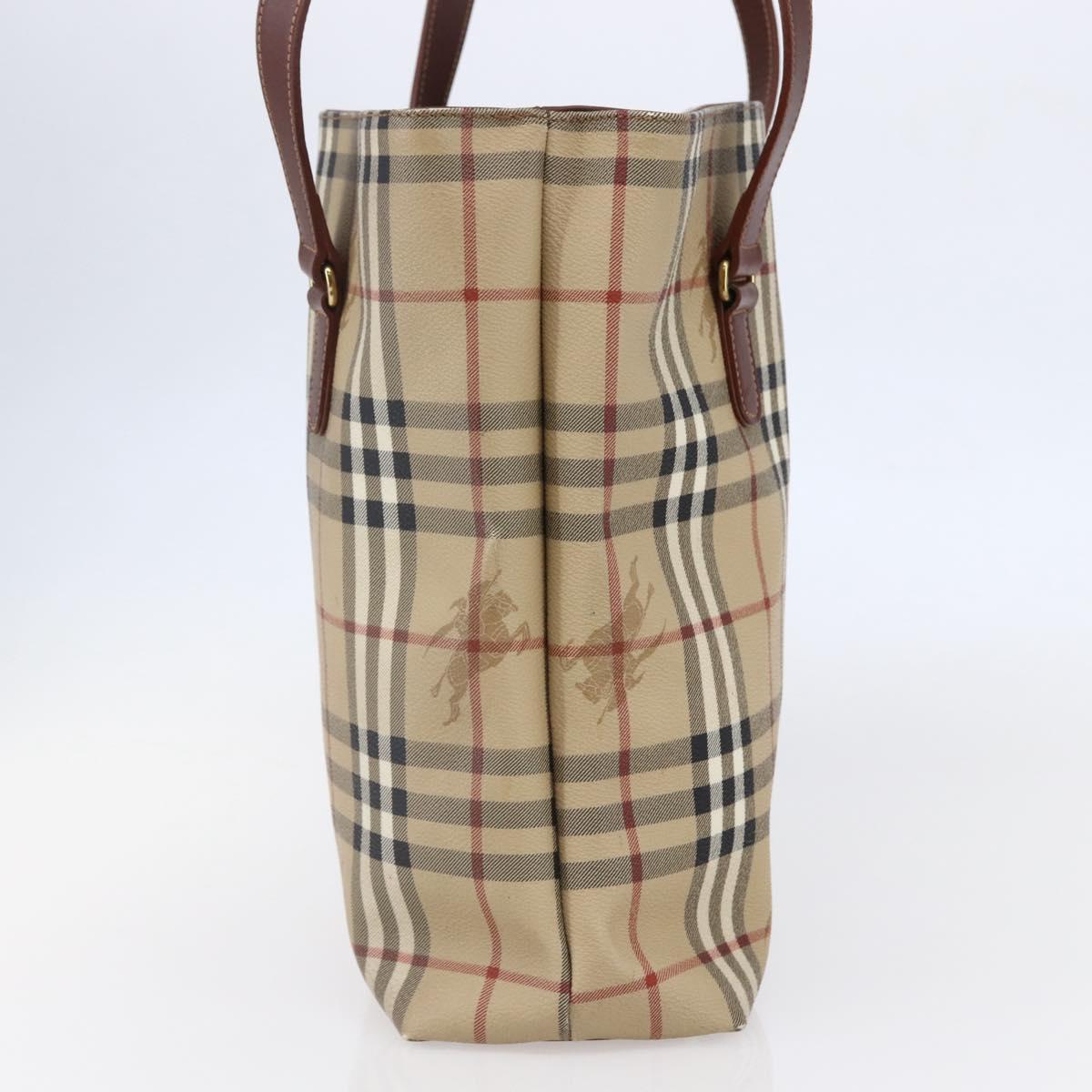 BURBERRY Nova Check Tote Bag PVC Leather Brown Beige Auth BA6892