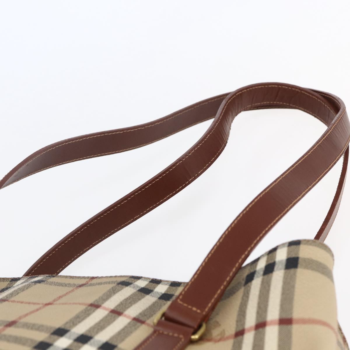BURBERRY Nova Check Tote Bag PVC Leather Brown Beige Auth BA6892