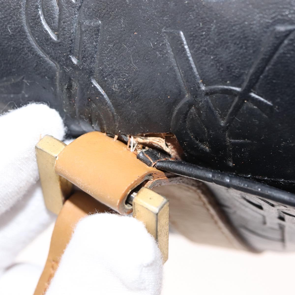 SAINT LAURENT Hand Bag Leather Black Auth BA6894