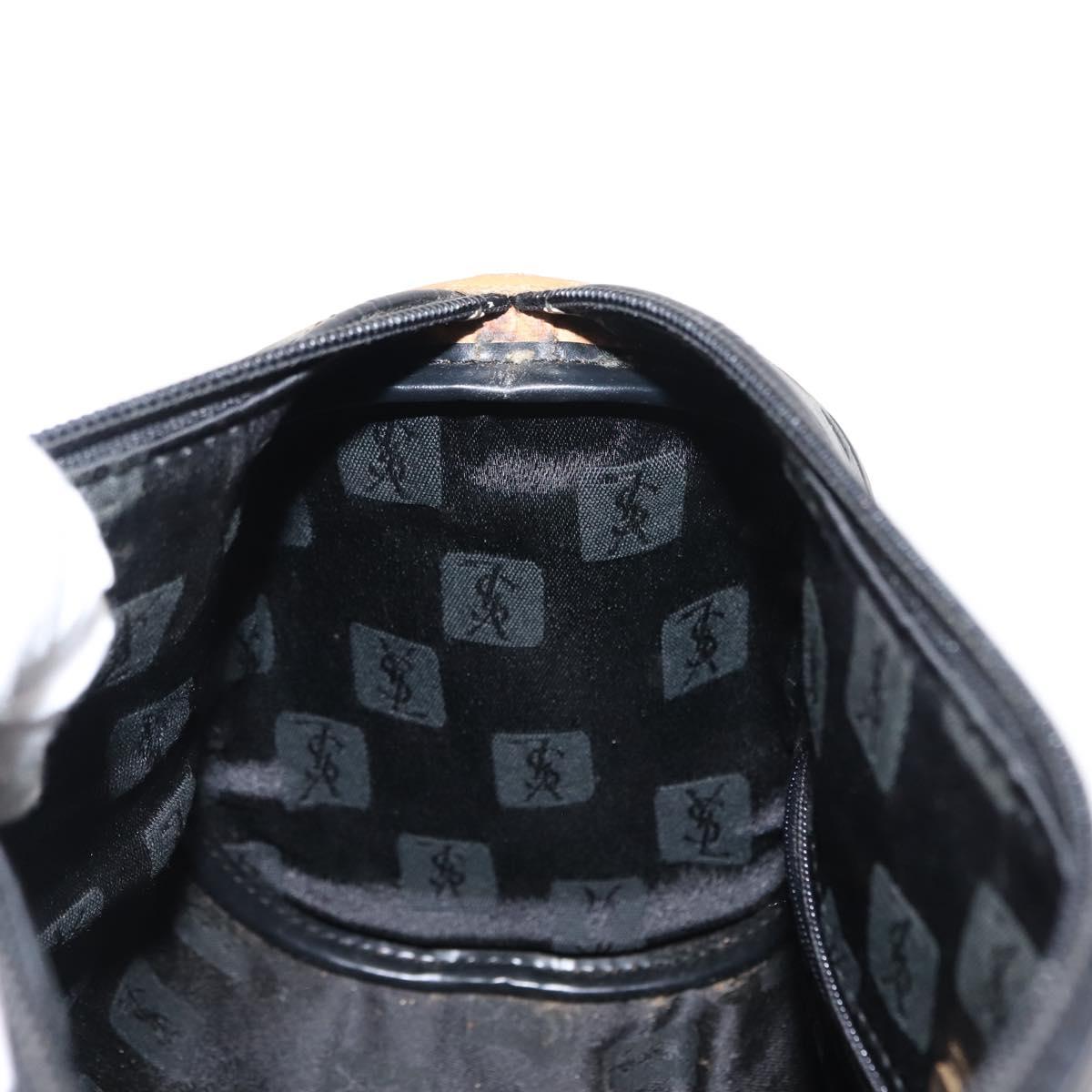 SAINT LAURENT Hand Bag Leather Black Auth BA6894