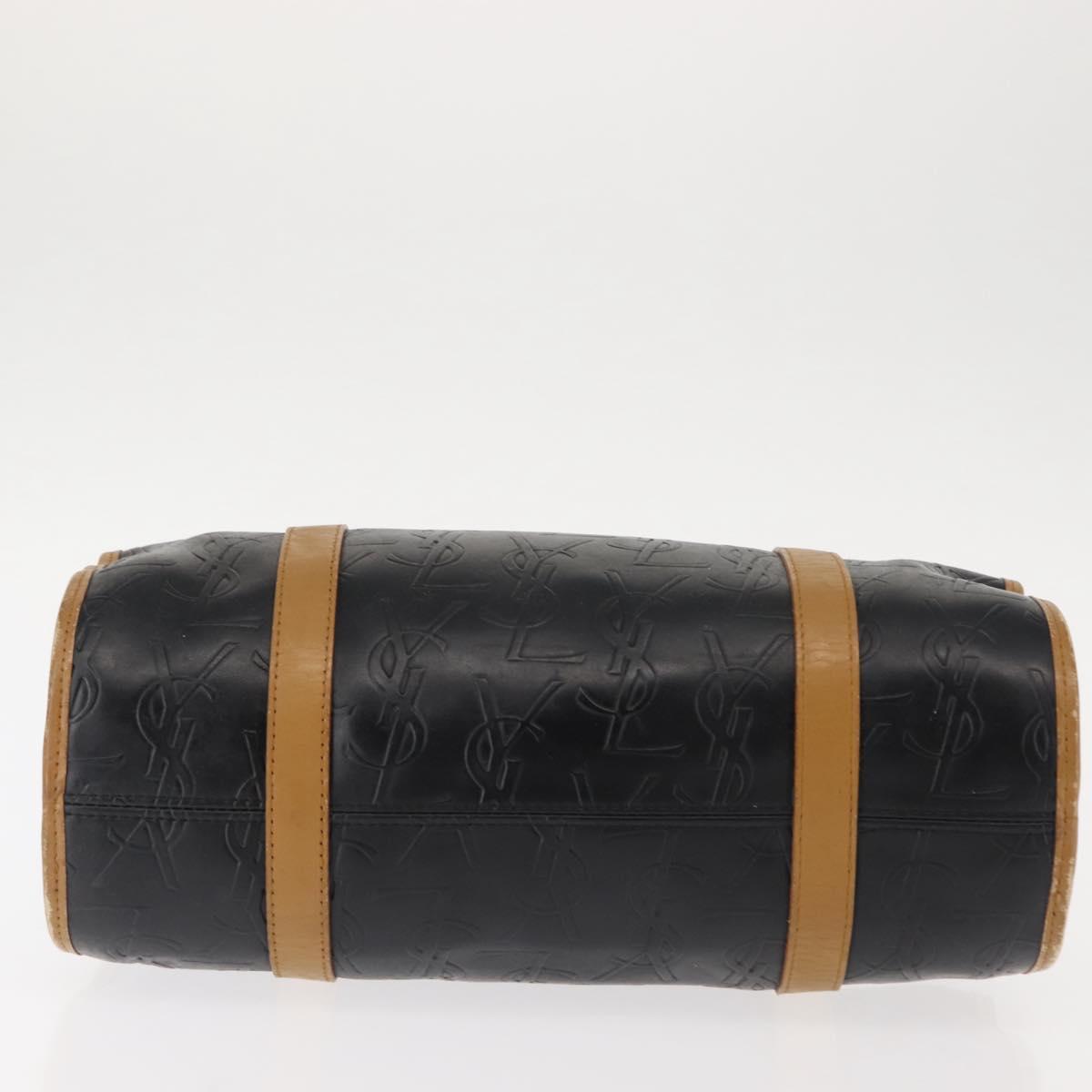 SAINT LAURENT Hand Bag Leather Black Auth BA6894