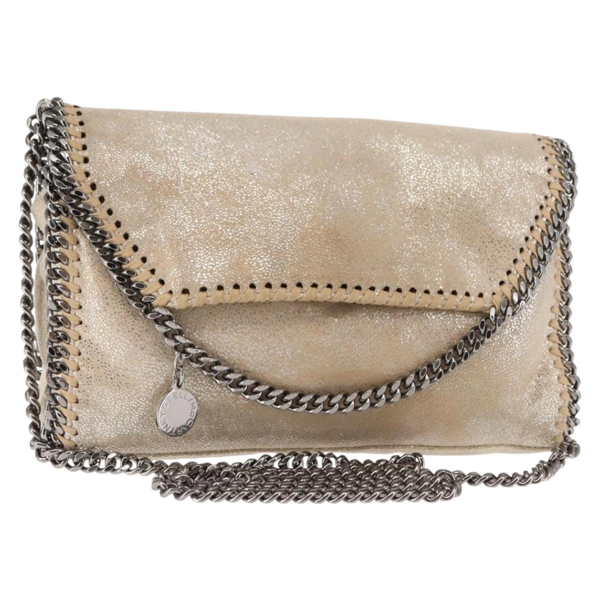 Stella MacCartney Falabella Chain Shoulder Bag polyester Beige Auth BA6898