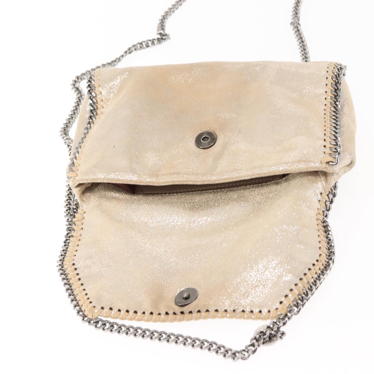 Stella MacCartney Falabella Chain Shoulder Bag polyester Beige Auth BA6898