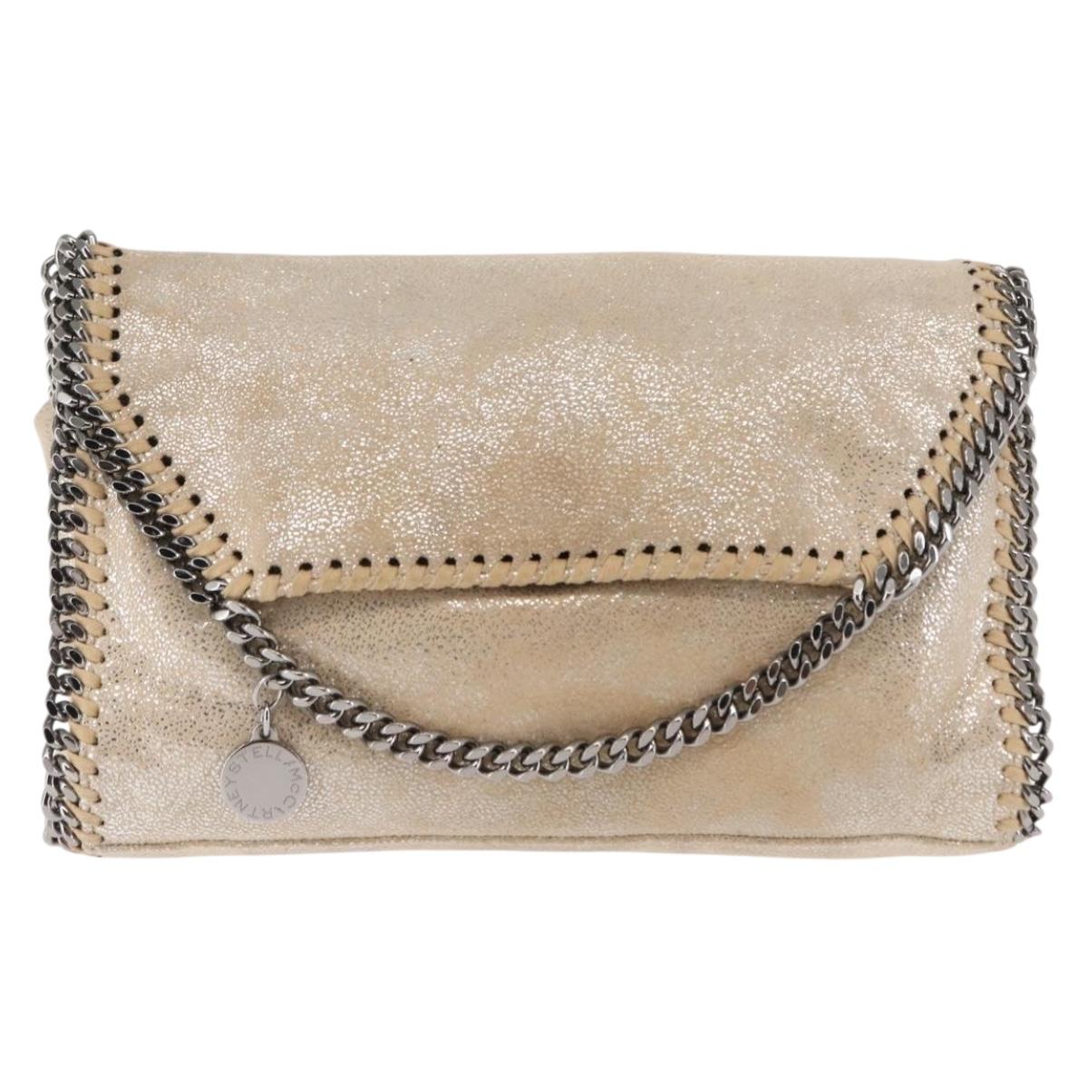 Stella MacCartney Falabella Chain Shoulder Bag polyester Beige Auth BA6898
