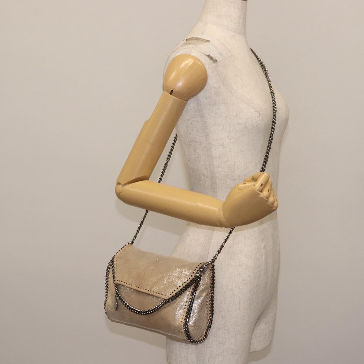Stella MacCartney Falabella Chain Shoulder Bag polyester Beige Auth BA6898