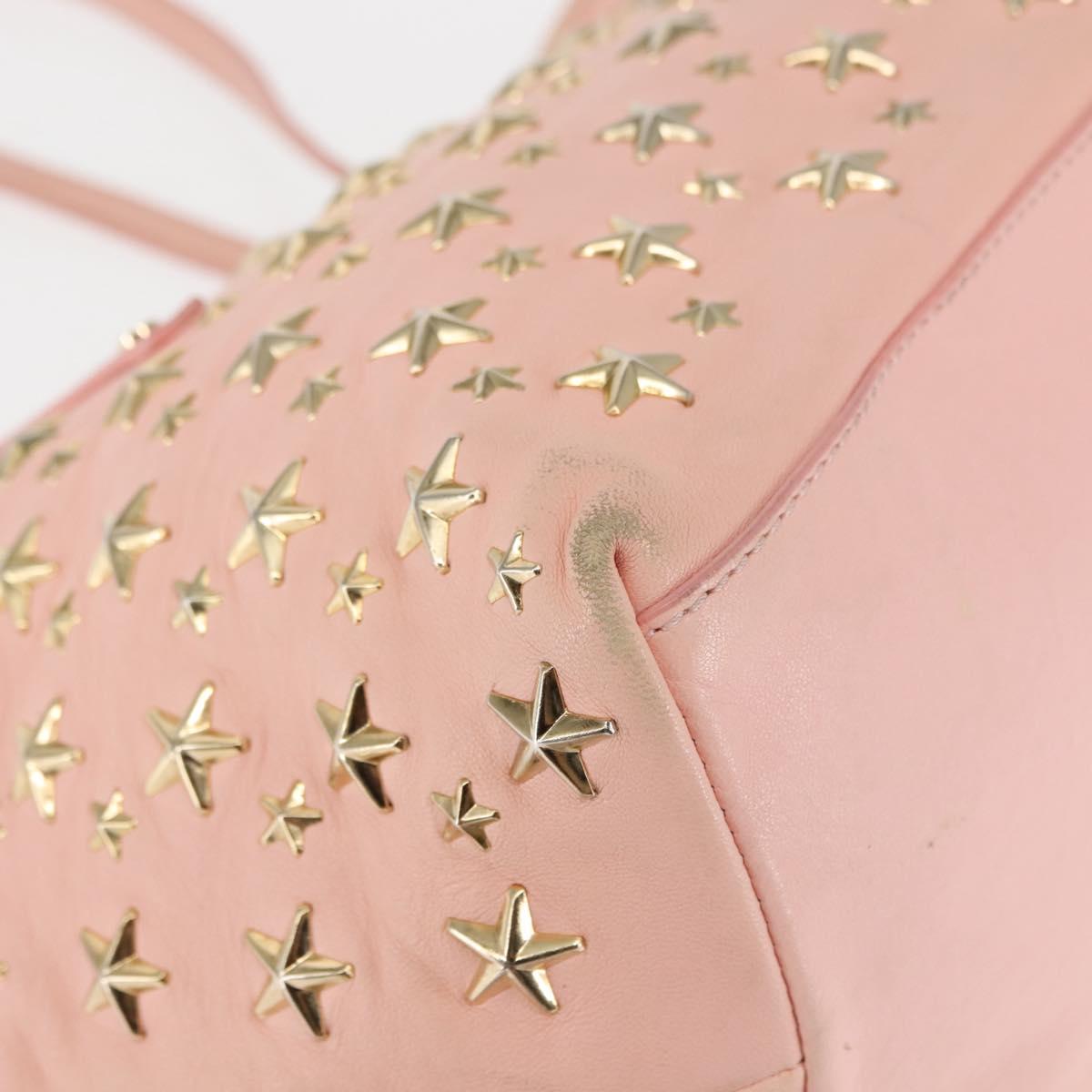 Jimmy Choo Studs Tote Bag Leather Pink Auth BA6901