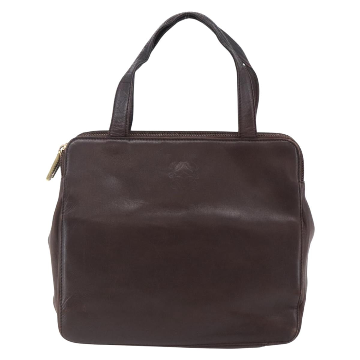 LOEWE Anagram Hand Bag Leather Brown Auth BA6903