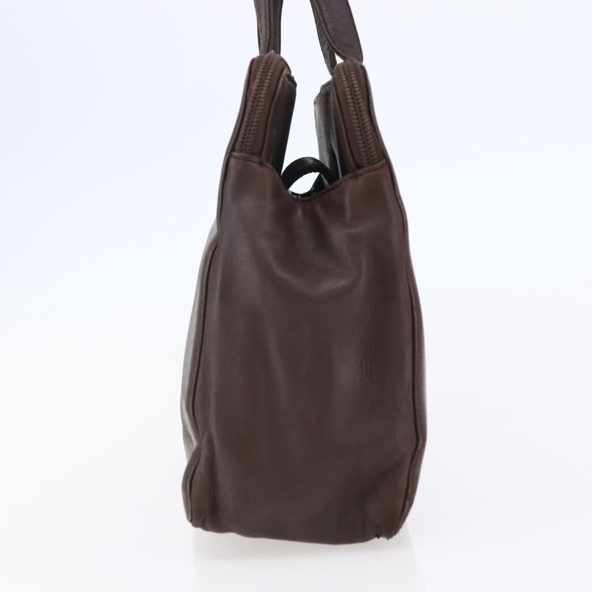 LOEWE Anagram Hand Bag Leather Brown Auth BA6903