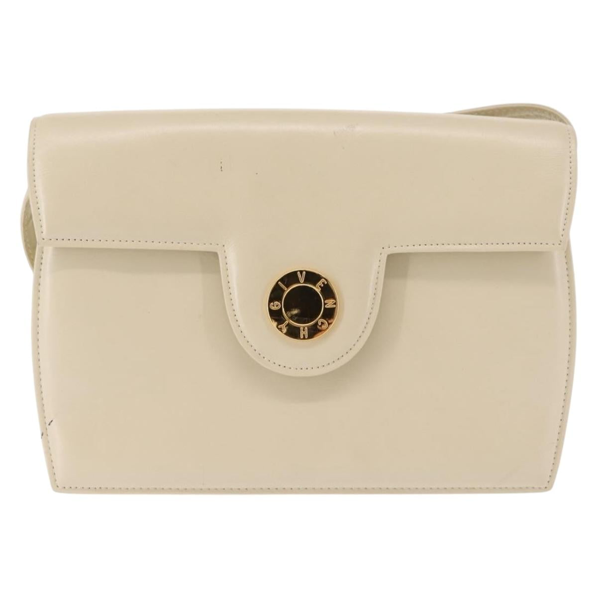 GIVENCHY Shoulder Bag Leather Beige Auth BA6905