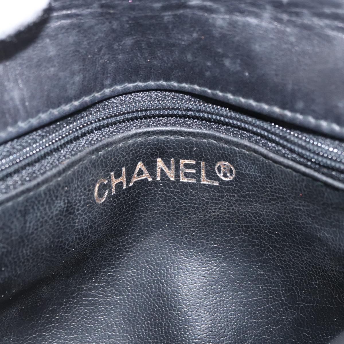 CHANEL Matelasse Waist Bag Lamb Skin Black Gold CC Auth BA6907