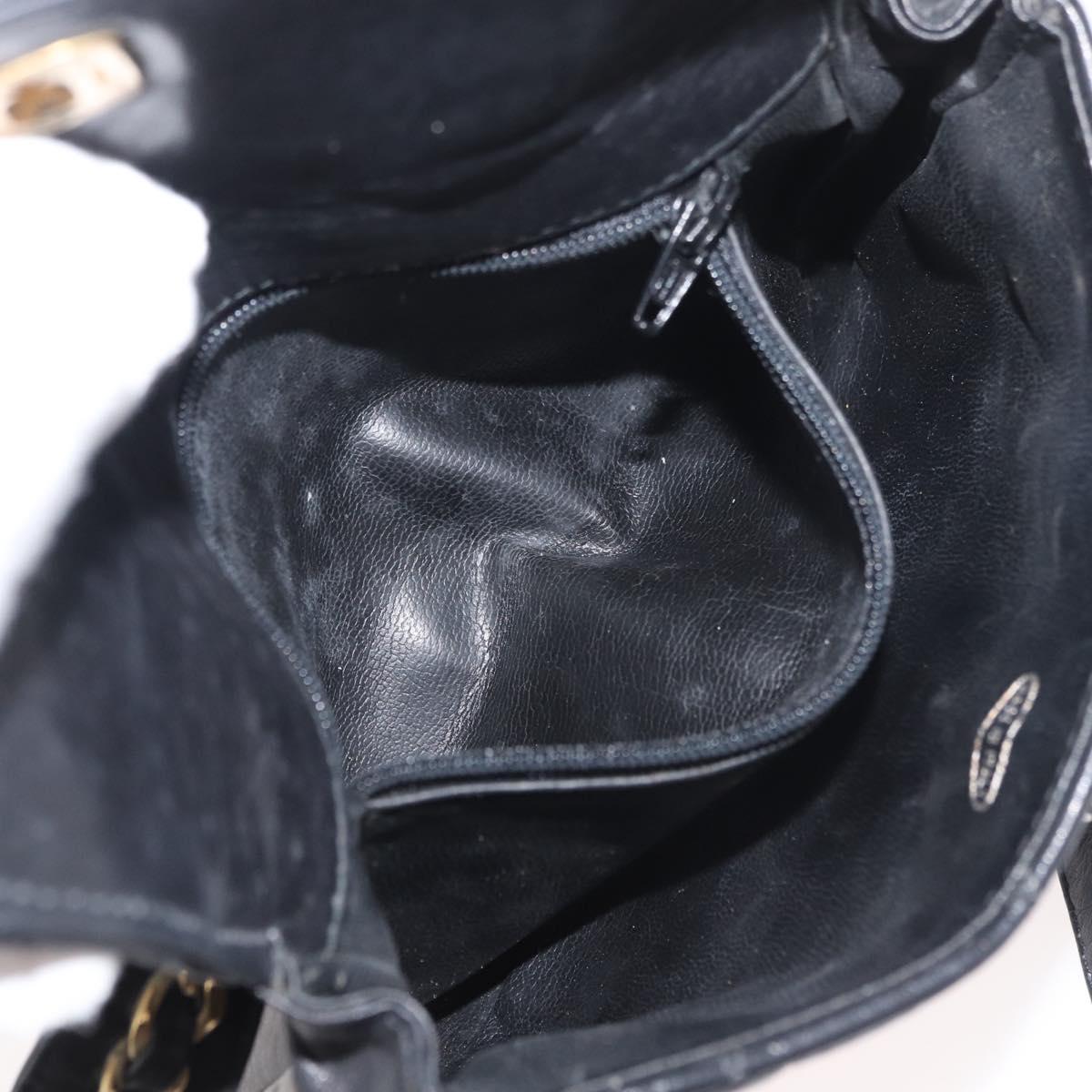 CHANEL Matelasse Waist Bag Lamb Skin Black Gold CC Auth BA6907