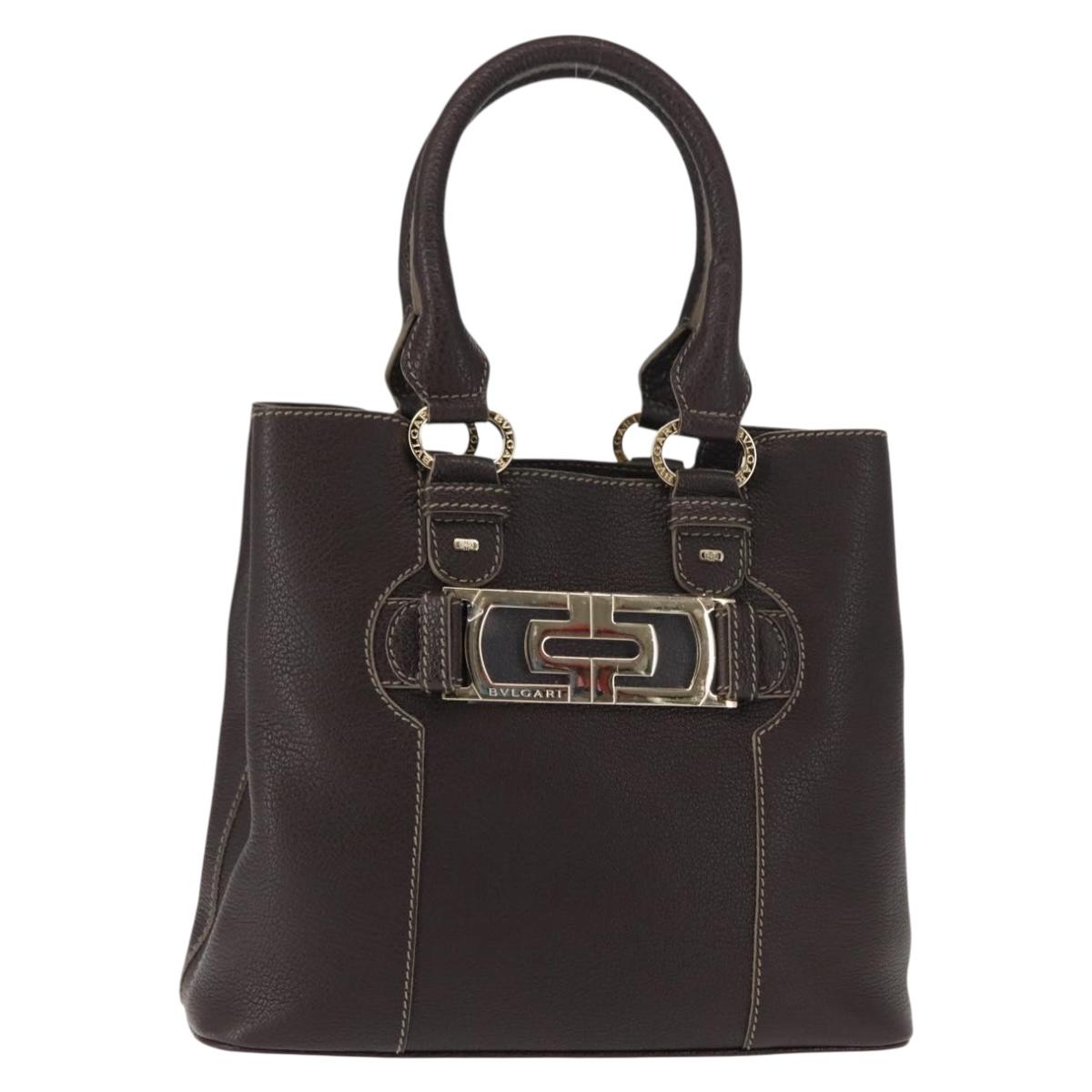 BVLGARI Hand Bag Leather Brown Auth BA6908