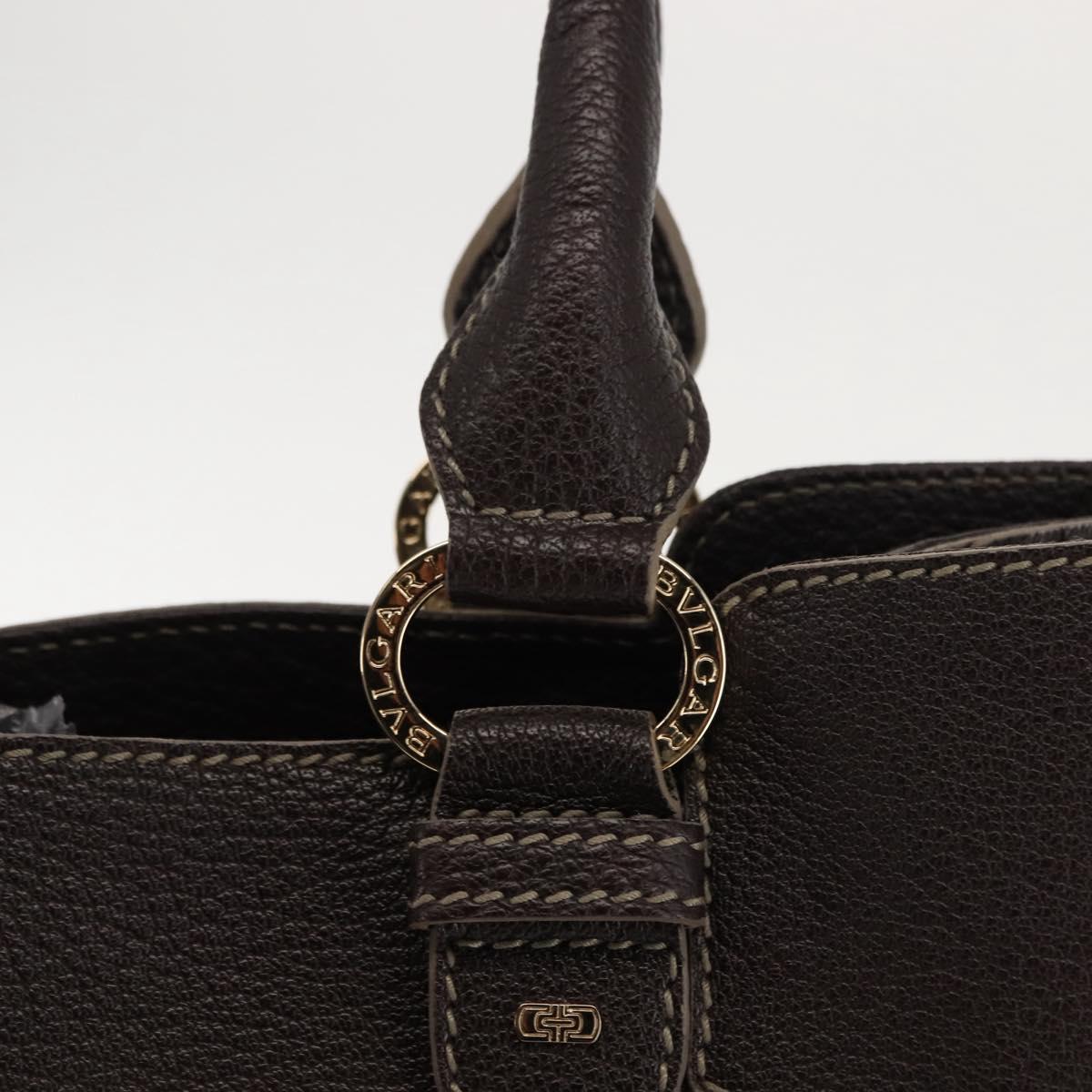 BVLGARI Hand Bag Leather Brown Auth BA6908