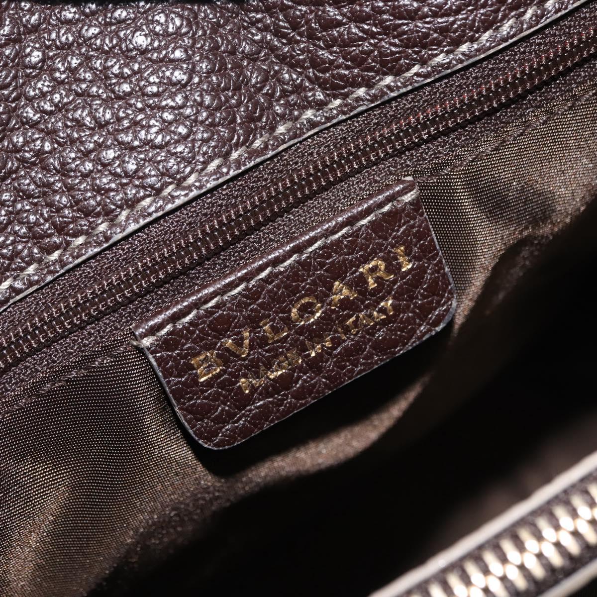 BVLGARI Hand Bag Leather Brown Auth BA6908