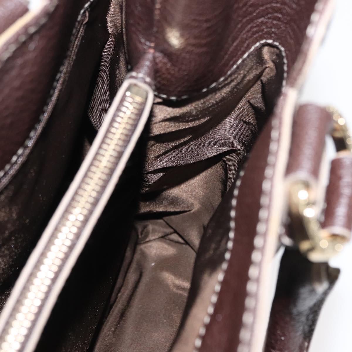 BVLGARI Hand Bag Leather Brown Auth BA6908