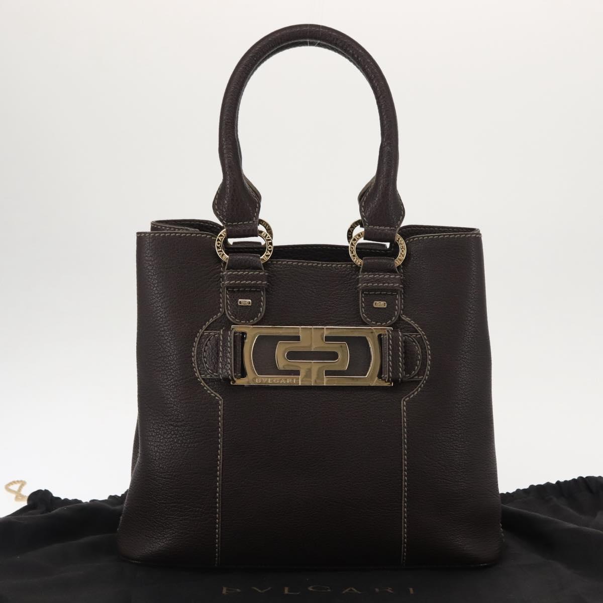 BVLGARI Hand Bag Leather Brown Auth BA6908