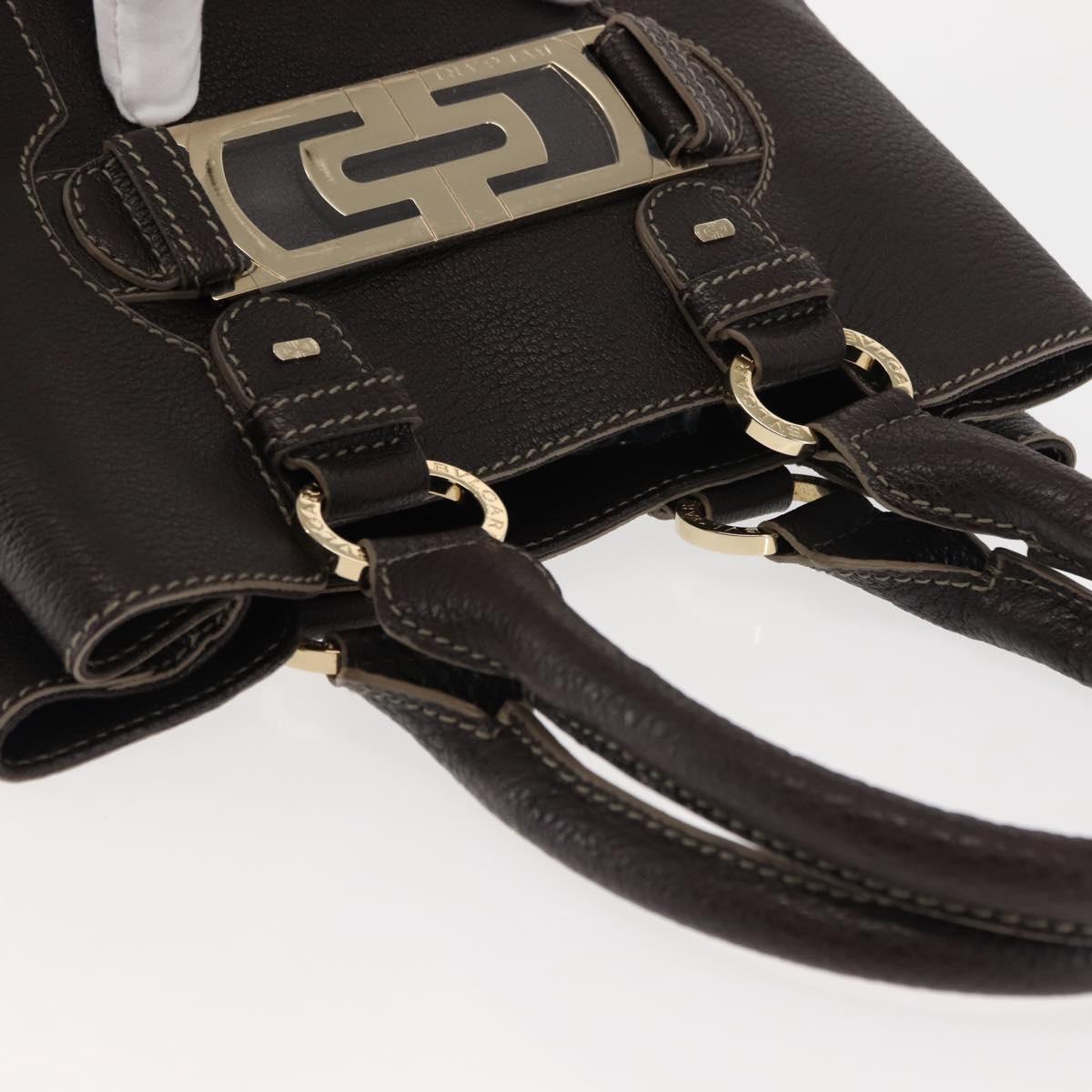 BVLGARI Hand Bag Leather Brown Auth BA6908