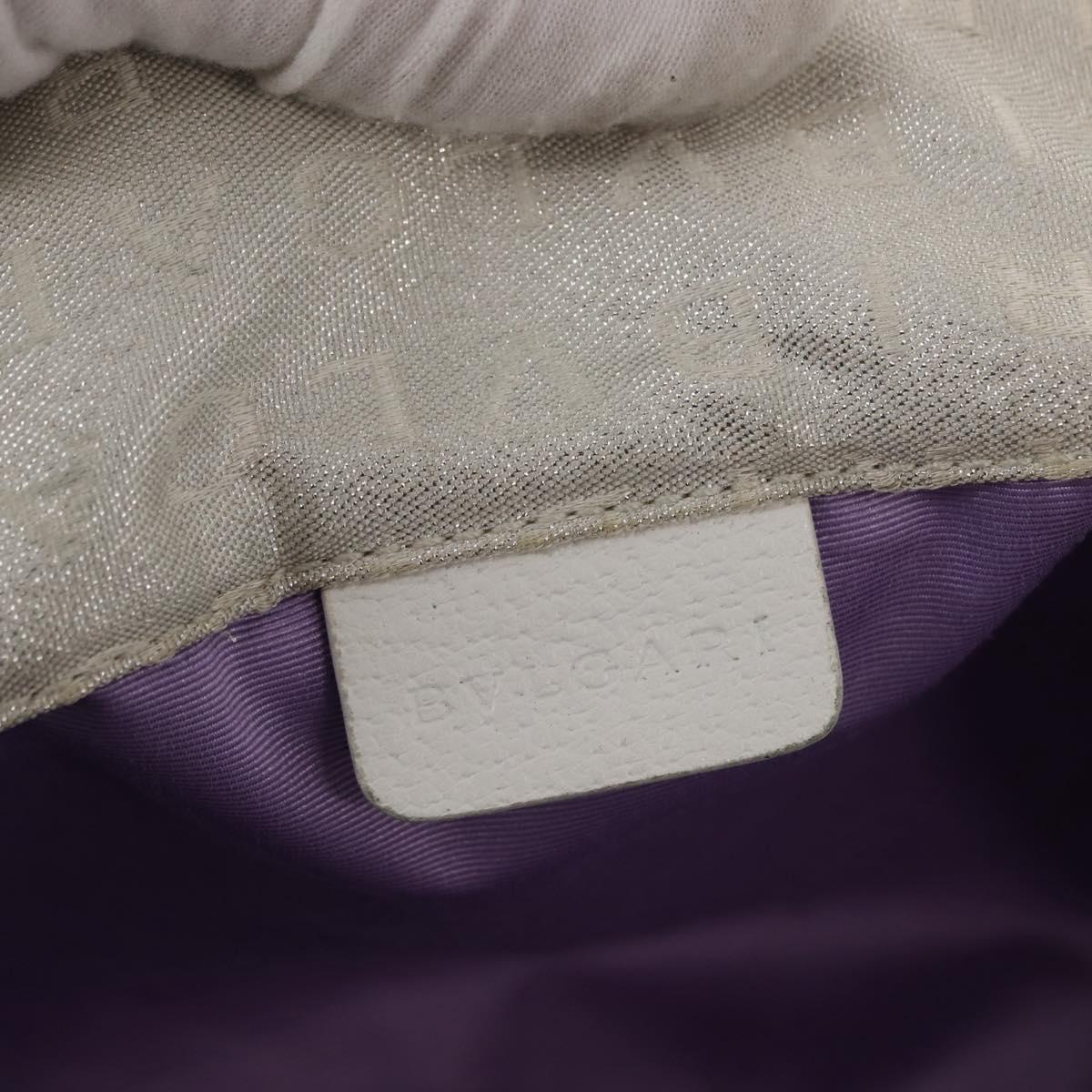 BVLGARI Logo mania Tote Bag Canvas Silver White Auth BA6909