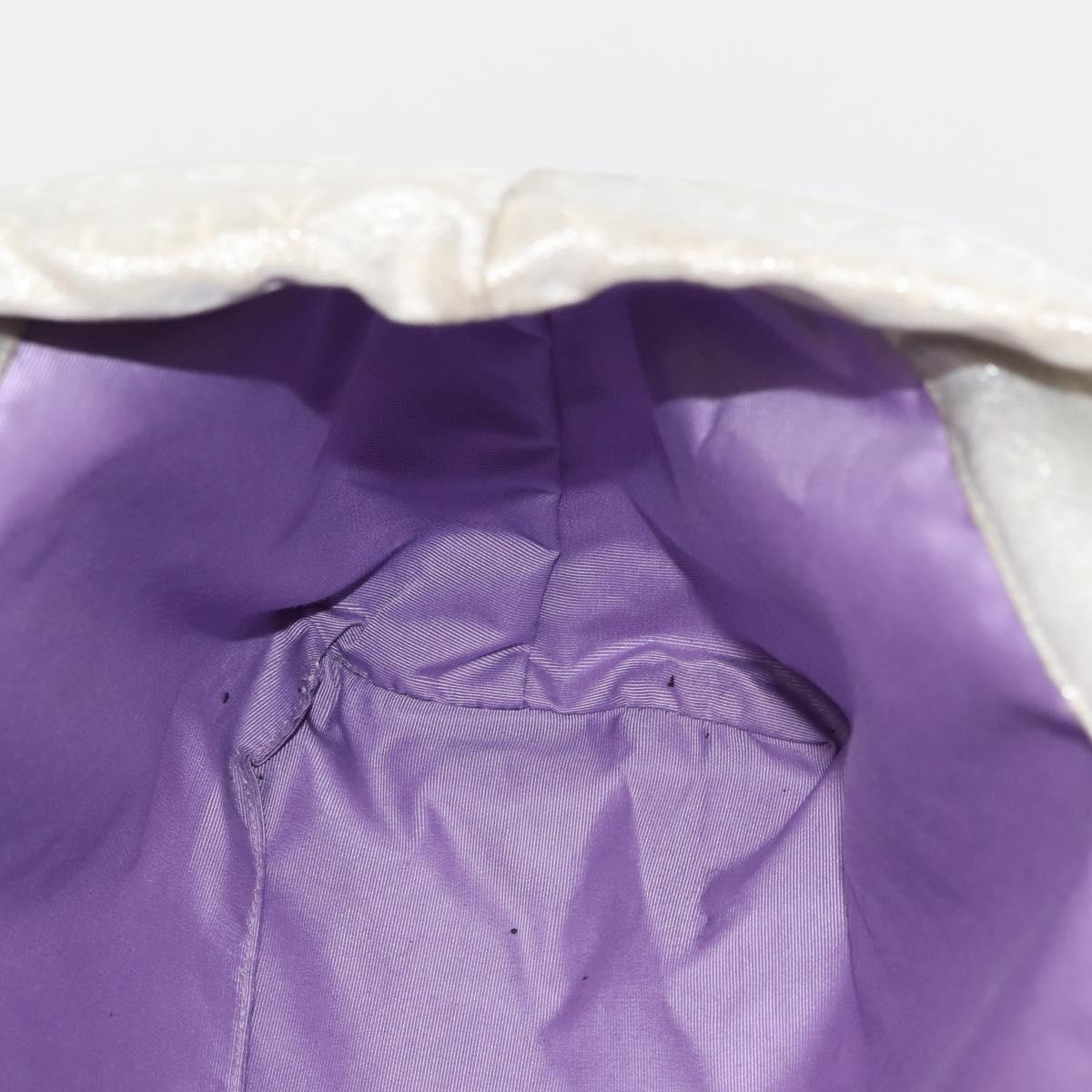 BVLGARI Logo mania Tote Bag Canvas Silver White Auth BA6909