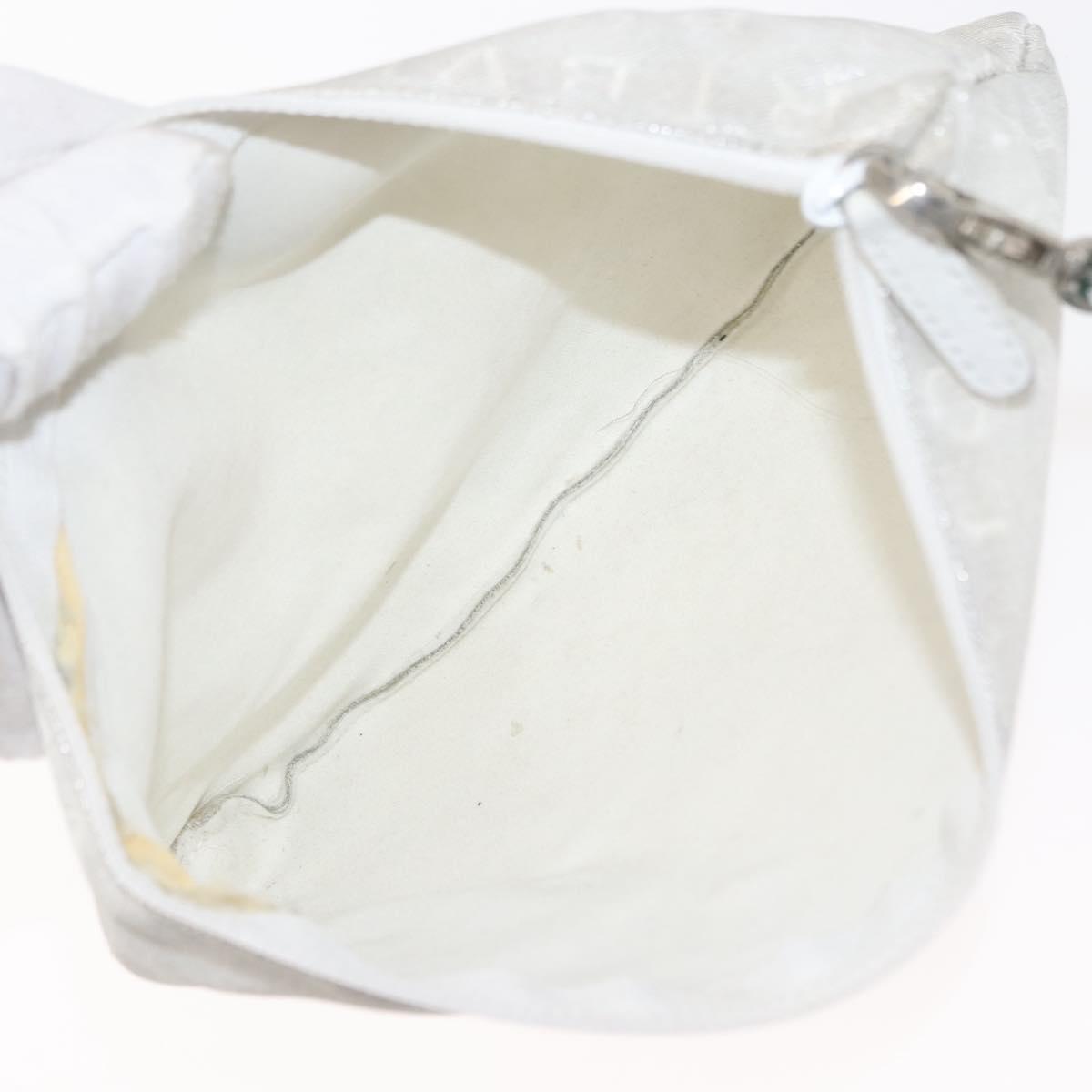 BVLGARI Logo mania Tote Bag Canvas Silver White Auth BA6909